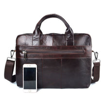 Load image into Gallery viewer, AETOO Genuine Leather real leather laptop bag business Handbags Cowhide Men Crossbody Bag Men's Travel brown leather briefcase