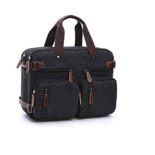 Load image into Gallery viewer, Scione Men Canvas Bag Leather Briefcase Travel Suitcase Messenger Shoulder Tote Back Handbag Large Casual Business Laptop Pocket
