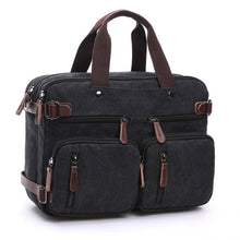 Load image into Gallery viewer, Scione Men Canvas Bag Leather Briefcase Travel Suitcase Messenger Shoulder Tote Back Handbag Large Casual Business Laptop Pocket