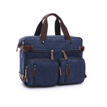 Load image into Gallery viewer, Scione Men Canvas Bag Leather Briefcase Travel Suitcase Messenger Shoulder Tote Back Handbag Large Casual Business Laptop Pocket