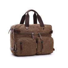Load image into Gallery viewer, Scione Men Canvas Bag Leather Briefcase Travel Suitcase Messenger Shoulder Tote Back Handbag Large Casual Business Laptop Pocket