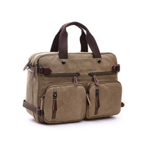 Load image into Gallery viewer, Scione Men Canvas Bag Leather Briefcase Travel Suitcase Messenger Shoulder Tote Back Handbag Large Casual Business Laptop Pocket
