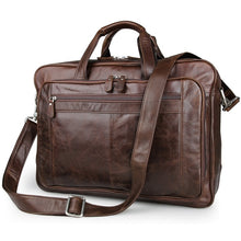 Load image into Gallery viewer, Large capacity 100% Cow Genuine Leather bag Men 17.3 inch High quality travel Laptop bag 17 inch Shoulder messenger Business bag