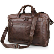 Load image into Gallery viewer, Large capacity 100% Cow Genuine Leather bag Men 17.3 inch High quality travel Laptop bag 17 inch Shoulder messenger Business bag