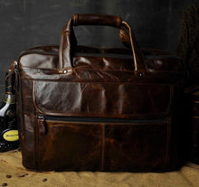 Load image into Gallery viewer, Men Oil Waxy Leather Antique Design Business Briefcase Laptop Document Case Fashion Attache Messenger Bag Tote Portfolio 7146