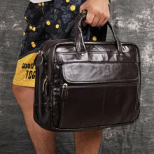 Load image into Gallery viewer, Men Oil Waxy Leather Antique Design Business Briefcase Laptop Document Case Fashion Attache Messenger Bag Tote Portfolio 7146
