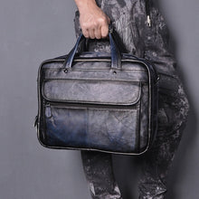 Load image into Gallery viewer, Men Oil Waxy Leather Antique Design Business Briefcase Laptop Document Case Fashion Attache Messenger Bag Tote Portfolio 7146
