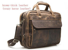 Load image into Gallery viewer, Men Oil Waxy Leather Antique Design Business Briefcase Laptop Document Case Fashion Attache Messenger Bag Tote Portfolio 7146