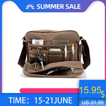 Load image into Gallery viewer, Scione Canvas Multifunction Messenger Shoulder Bag Solid Briefcases Suitcase Card Pocket For Men Women Office Outdoor Travel Bag
