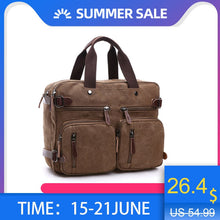 Load image into Gallery viewer, Scione Men Canvas Bag Leather Briefcase Travel Suitcase Messenger Shoulder Tote Back Handbag Large Casual Business Laptop Pocket